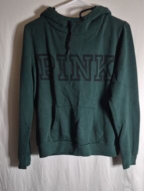 PINK Victoria's Secret Forest Green Logo Pullover Hoodie